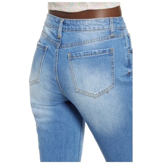 BP Womens Faded Blue Mid Rise Retro Inspired Denim Flare Leg Jeans Sz 28 New - Picture 6 of 10